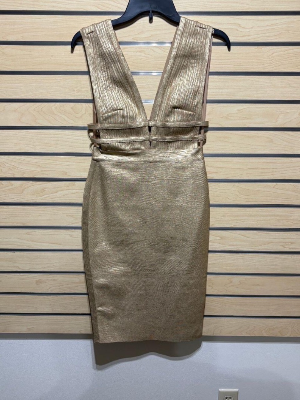 NWT Bebe gold bandage dress size S